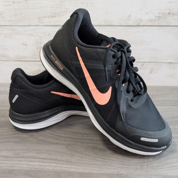 Nike Women’s Size 7 Dual Fusion Run Athletic Running Shoes Black Pink - Picture 1 of 7